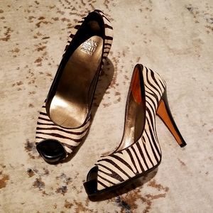 VINTAGE Saks 5th Leather Zebra Pumps